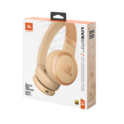 JBL Live 670NC Wireless True Adaptive Noise Cancelling On-Ear Headphones in White - JBLLIVE670NCWHTAM