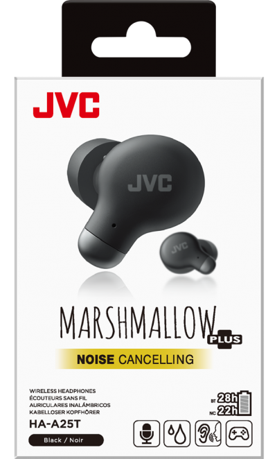 JVC Marshmallow True Wireless Earbud with Noise Cancelling in Black - HA-A25T-B